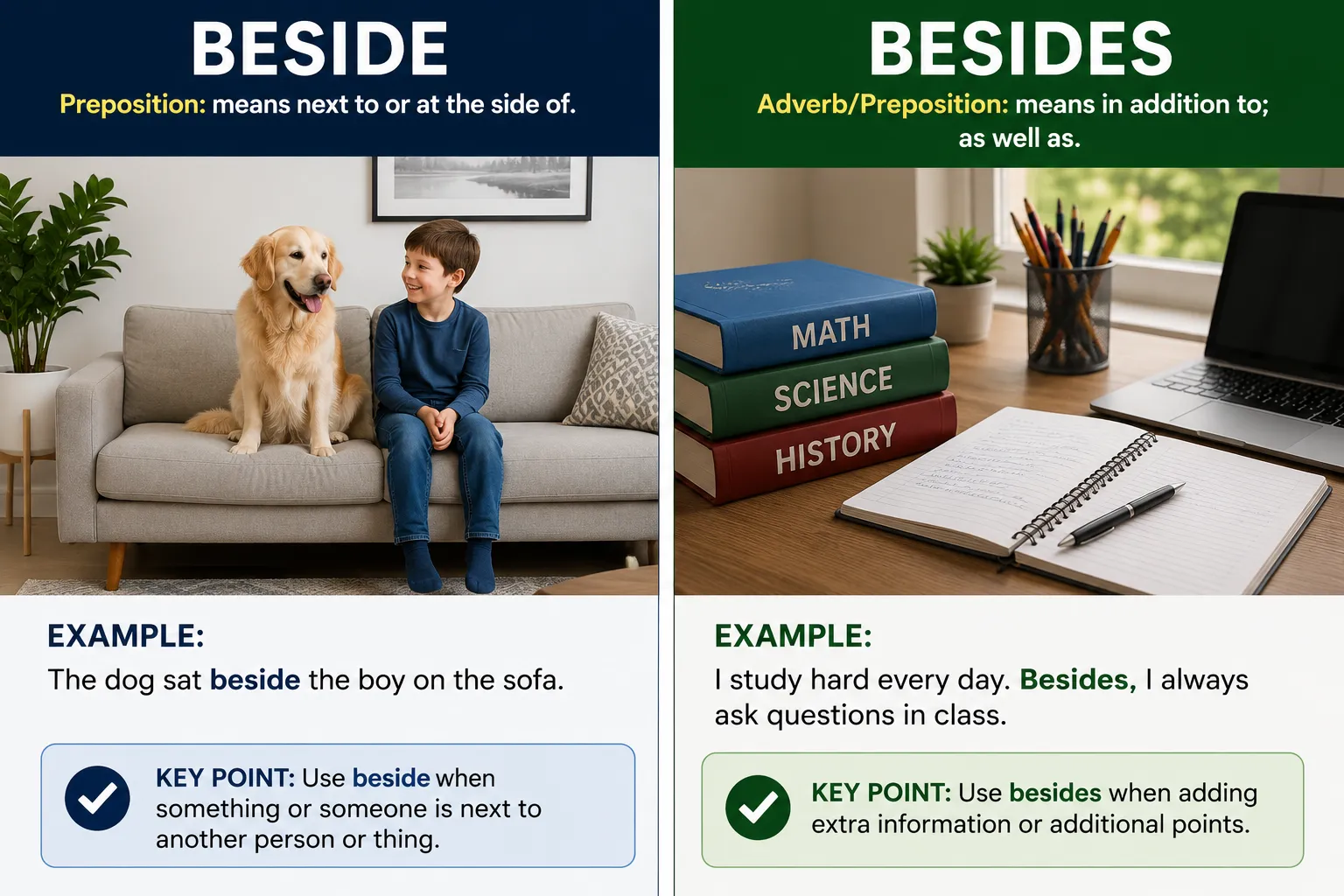 beside or besides