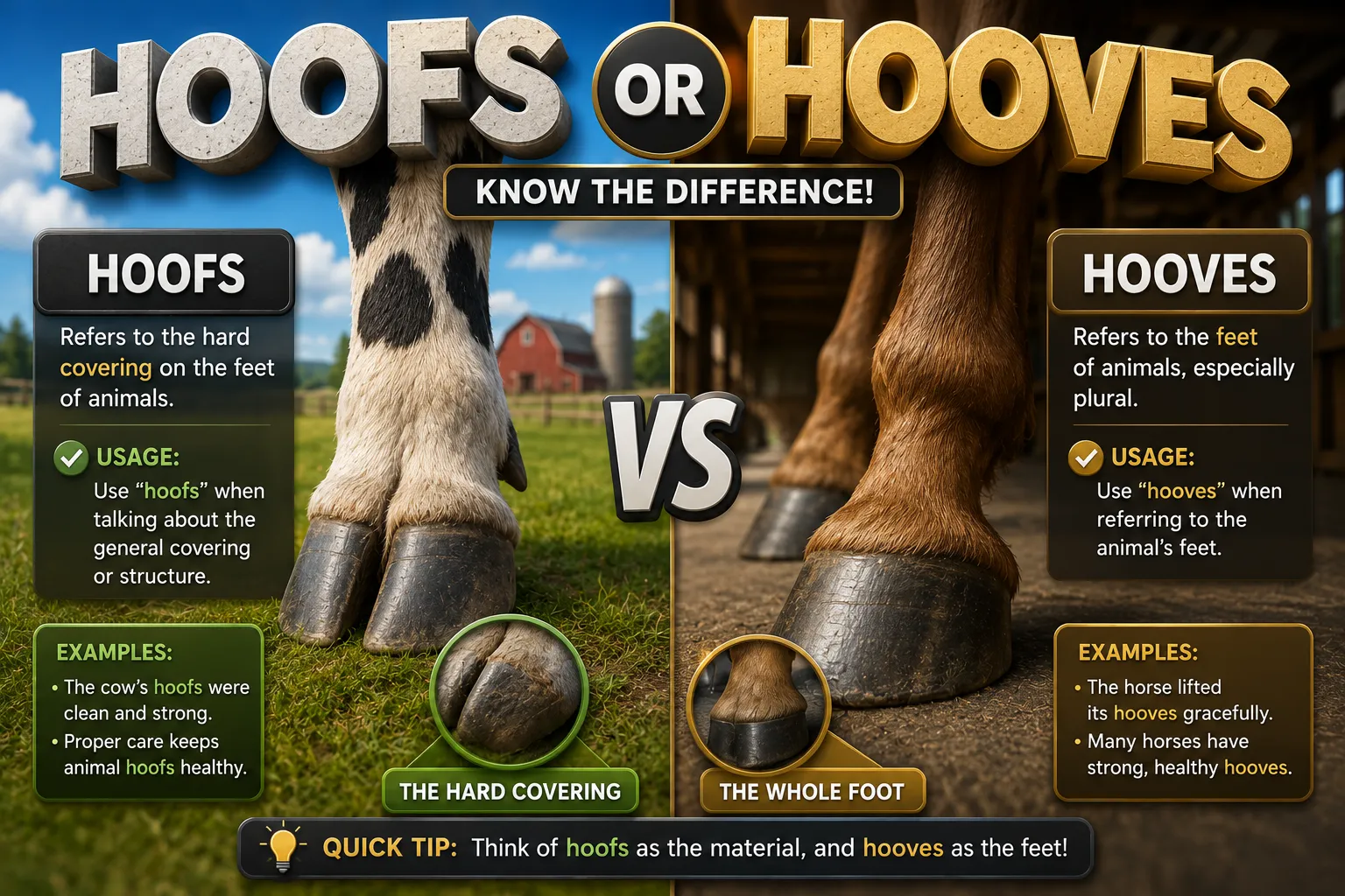 hoofs or hooves
